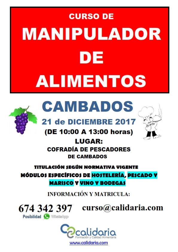 CARTEL CURSO DE MANIPULADOR DE ALIMENTOS CAMBADOS DIC 2017 001 min